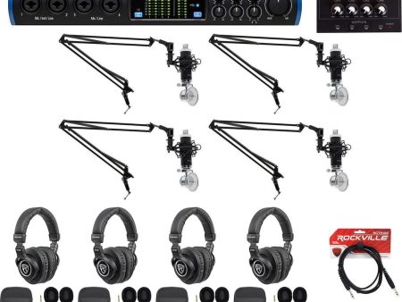 Presonus 4-Person Podcast Podcasting Recording Bundle w STUDIO 1810 Interface Fashion