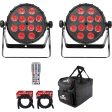 (2) Chauvet SlimPAR Q12 BT Bluetooth RGBA Par Wash Lights+Bags+Remote+Cables Hot on Sale