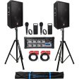 (2) Rockville RSG12.4 12” 3-Way 1000w DJ PA Speakers+Powered Mixer+Mics+Stands Online Sale