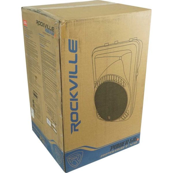 2 Rockville RPG15BT 15  Powered Bluetooth DJ Wireless Link Speakers+Rolling Bags Sale