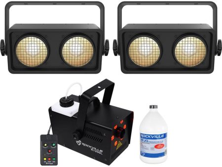 (2) Chauvet Shocker Dual Zone DMX COB LED Blinder Stage Lights+LED Fogger+Fluid For Cheap