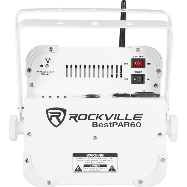 2) Rockville BEST PAR 60 White Rechargeable Wash Up-Lights Wireless DMX+RGBWA+UV Discount