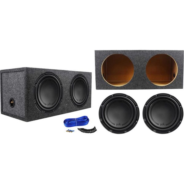 (2) Polk Audio DB1242DVC 12” 2220 Watt Car Subwoofers+Sealed Sub Box Enclosure For Cheap