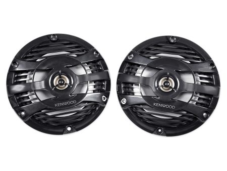 Pair Kenwood KFC-1653MRB 6.5  300 Watt Waterproof Marine Boat Speakers - Black Hot on Sale