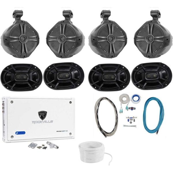 (4) Rockville 8  Wakeboard Speakers+(4) Polk Audio 6x9 +8-Channel Amp+Wire Kit Online Hot Sale