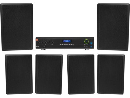 JBL Commercial Amplifier+(6) Slim Black Wall Speakers for Restaurant Bar Cafe Fashion