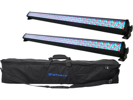 (2) Rockville ROCKSTRIP 252 LED DMX RGB Color Strip DJ Wash Up Light Bars+Bag on Sale