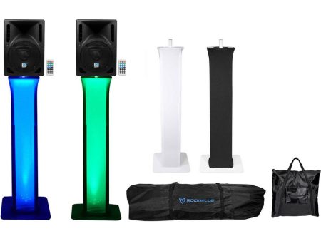 (2) Rockville RPG8BT 8  Powered 400w DJ Speakers w Bluetooth+Totem Style Stands Cheap