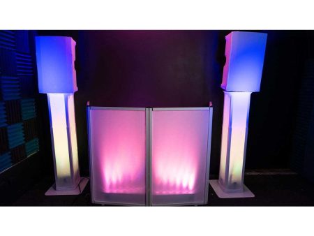 (2) Rockville Totem Stands+White 8  PA DJ Speaker Cover Scrims and Event Facade Cheap