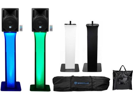 (2) Rockville RPG8BT 8  Powered 400 Watt DJ Speakers w  Bluetooth+Totem Stands Online Sale