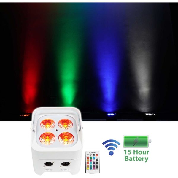 2) Rockville BEST PAR 50 White Rechargeable Par Lights Wireless DMX+RGBWA+UV+Bag Online Sale