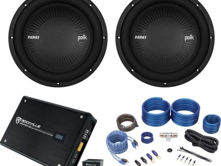 (2) Polk Audio MM1042DVC 10” 2400 Watt Car Subwoofers+Mono Amplifier+Amp Kit For Cheap