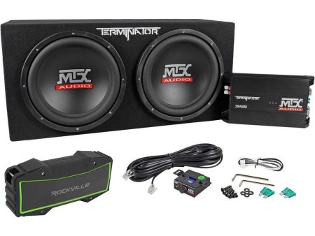 MTX Terminator TNP212D2 1200 Watt 2-Ohm Dual 12” Subwoofers+Box+Amp+Free Speaker Fashion