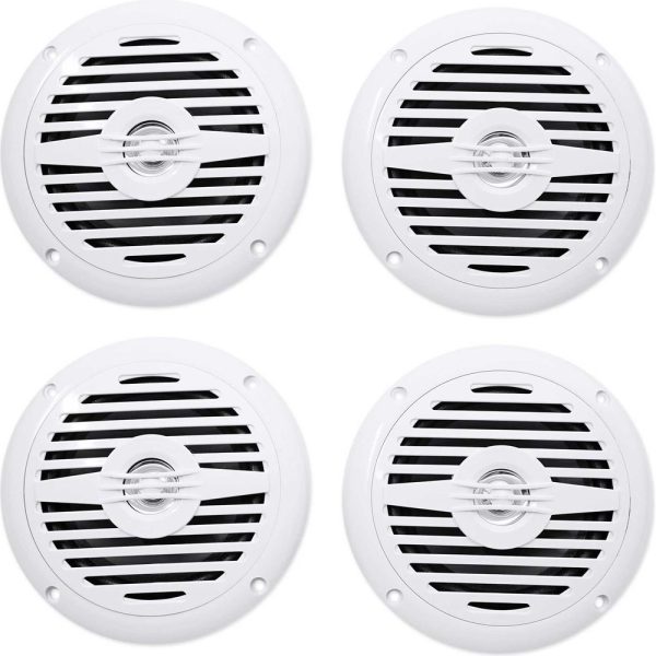 (4) Rockville MS525W 5.25  200 Watt Waterproof Hot Tub Speakers In White Supply