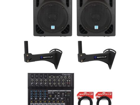 (2) Rockville RPG10BT 10  Bluetooth 600w Speakers+Mounts For Restaurant Bar Cafe Sale