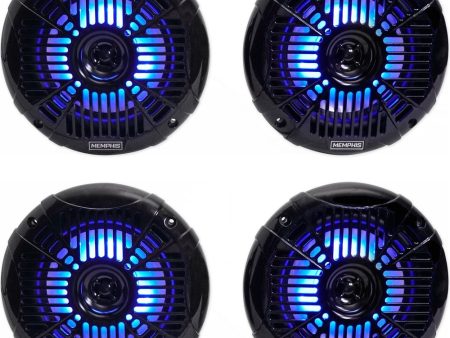 (4) Memphis Audio MXA602SLB 80w 6.5  LED Speakers For Polaris RZR ATV UTV Cart Sale