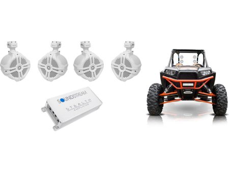 (4) Rockville RWB65W 6.5  Tower Speakers+4-Ch Amplifier for Polaris RZR ATV UTV For Sale