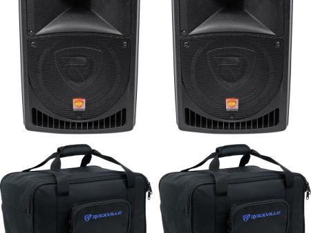 (2) Rockville RPG8 8  Powered 800 Watt DJ PA Speakers+Weather proof Carry Bags Sale