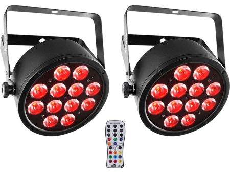 (2) Chauvet SlimPAR T12 BT Bluetooth RGB Sound-Activated Par Wash Lights+Remote For Sale