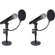 2) Rockville Microphones+Desktop Stands+Pop Filters 4 Recording, Studio, Podcast Supply