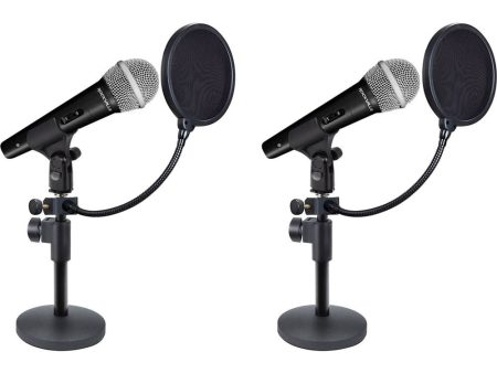 2) Rockville Microphones+Desktop Stands+Pop Filters 4 Recording, Studio, Podcast Supply