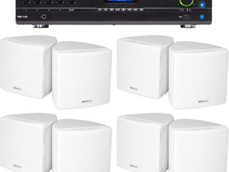 JBL Commercial Amplifier+(8) 3.5  White Cube Speakers for Restaurant Bar Cafe For Discount