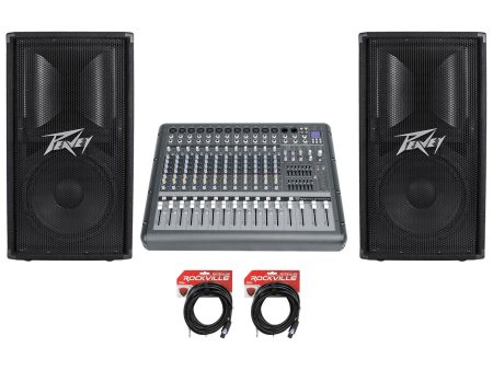 (2) Peavey PV112 800 Watt 12  2-Way Speaker Cabinets PV 112 + 14-Channel Mixer on Sale