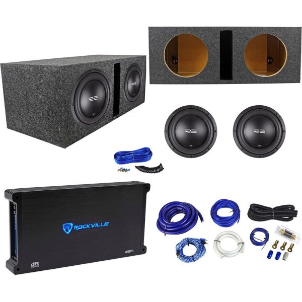 (2) RE Audio SEX10D2 V2 15  1500W Subwoofer+Vented Box+Mono Amplifier+Amp Kit Online now