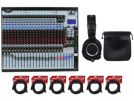 Peavey FX2 24 24x4x2 Professional Mixer w  2 USB Ports + Headphones + XLR Cables Supply