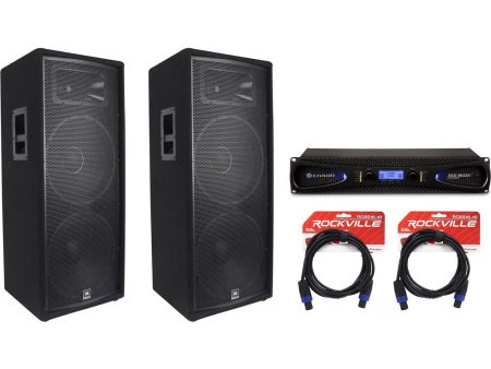 (2) JBL JRX225 Dual 15  4000 Watt DJ PA Speakers Monitors+Crown Amplifier+Cables For Sale