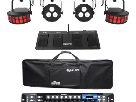 Chauvet DJ GigBAR Flex Lighting System w Derby+Par Lights+Footswitch+Controller Online Sale