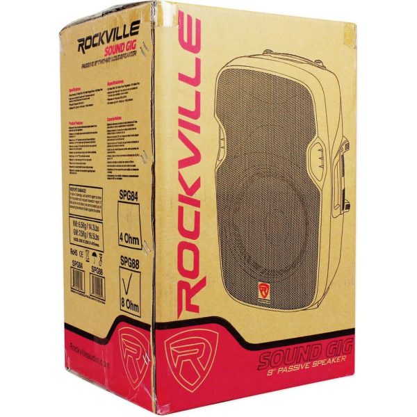 (2) Rockville SPG88 8  400 Watt 8-Ohm DJ Speakers+Adjustable Totem Style Stands Sale