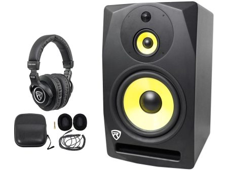 Rockville DPM10B 10  400w Powered Active 3-Way Studio Monitor Speaker+Headphones Cheap