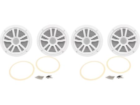 (4) Boss Audio MR6W 6.5” 360 Watt Dual Cone White Marine Boat Speakers Sale