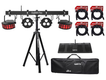 Chauvet DJ GigBAR Flex (2) Derby+(2) Par Can Lights+Footswitch+Tripod+DMX Cables Sale