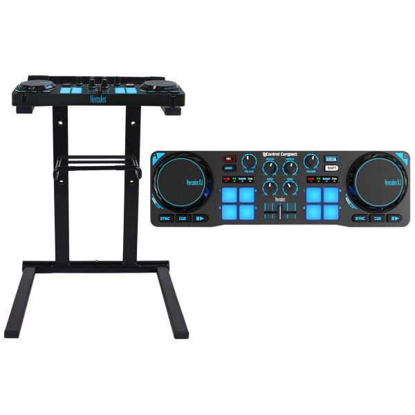 Hercules DJControl Compact USB 2-Deck DJ Controller Mixer+Stand+Shelf+Carry Bag Cheap