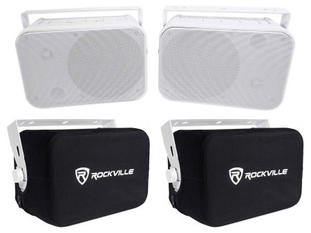 (2) Rockville HP65S-8 Outdoor Speakers+Waterproof Covers For Restaurant Bar Cafe Cheap