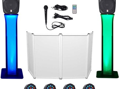 DJ Package w  Dual 15  Bluetooth Speakers+Mic+Tripod+Totem Stands+Facade+ Lights Online Hot Sale