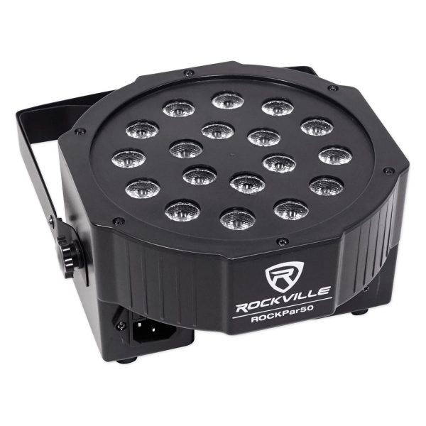 Rockville RockPAR50 LED RGB Compact Par Can DJ Club DMX Wash Light+Dual Bracket Hot on Sale