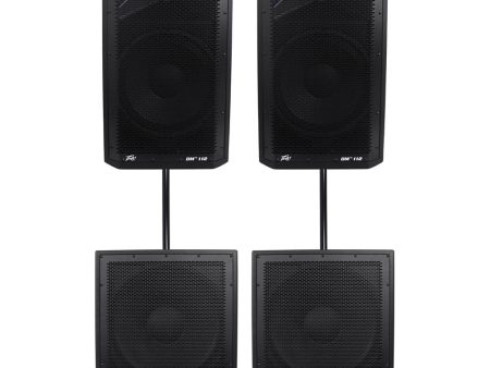 (2) Peavey DM 112 12  1000W Powered PA Speakers+(2) DM 118 1000W 18  Subwoofers Hot on Sale