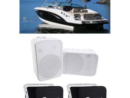 (2) Rockville HP65S 6.5  Marine Box Speakers w  Swivel Brackets+Covers For Boats Online Sale