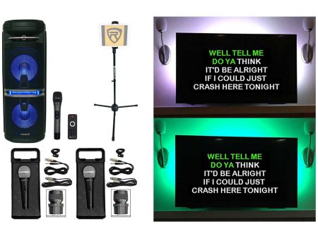 Rockville Go Party X10 Karaoke Machine System+(3) Mics+Tablet Stand+TV LED s Fashion