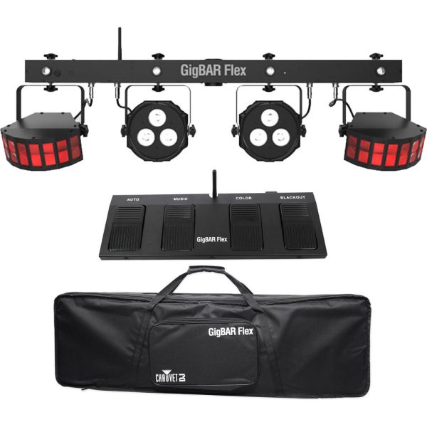 Chauvet DJ GigBAR Flex Lighting System w Derby+Par Lights+Footswitch+Controller Online Sale