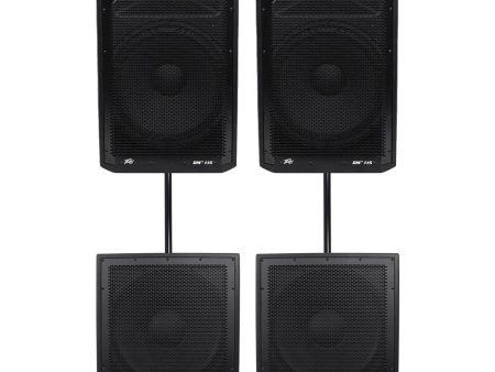 (2) Peavey DM 115 15  1000w Powered PA Speakers+(2) DM118 18  1000w Subwoofers Fashion