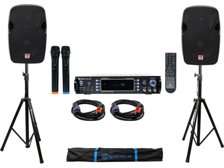 DJ Package w  (2) 12  1200 Watt Speakers+Bluetooth Amplifier+Stands+Cables+Bag For Cheap