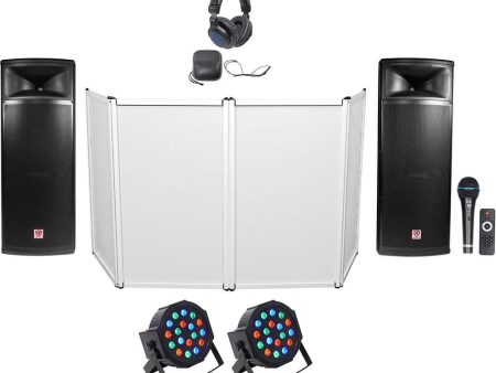 DJ Package Dual 15  2000w Active Bluetooth Speakers+Mic+Headphones+Facade+Lights Online