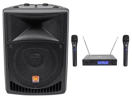 Rockville RPG8 8  Powered Active 400 Watt PA Speaker W Dual Wireless Mics For Sale