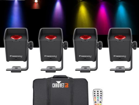 Chauvet DJ Freedom H1 X4 4) Wireless Church Stage Wash Lights+Bag+Charger+Remote Online now