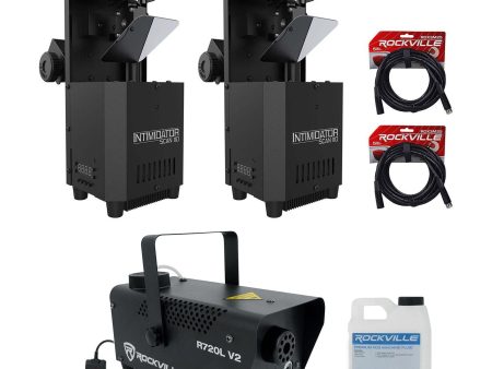 (2) Chauvet Intimidator Scan 110 Compact Scanner Effect Lights+LED Fogger+Cables For Cheap