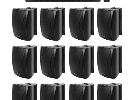 (12) 6.5  Black Commercial 70v Wall Speakers+Amp For Restaurant Office Cafe Bar For Discount